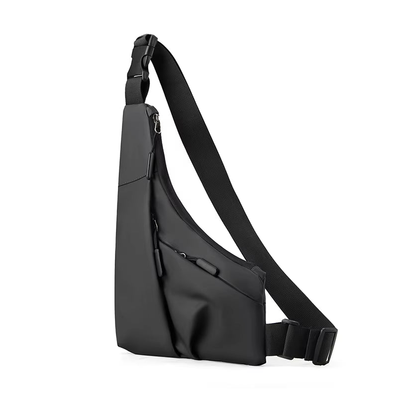 Anti Theft Close Fitting Chest Bag Men'S Leisure Leather Film Triangle Bag Crossbody Card Wallet Sports Cycling Riding Sling Bag