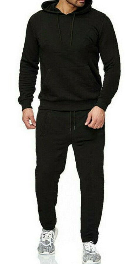 New Mens Pullover Tracksuit Hoodie Jogging Bottoms Set Stretch Sweater Jogger